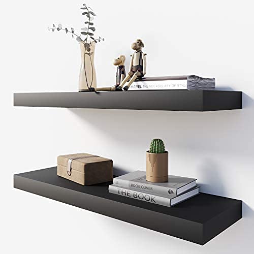 VM decor Floating ShelfWall ShelfDecor Wall Mounted ShelvesHanging Shelf Set L24xW6 for Bathroom Kitchen LivingKitchenRoom Bedroom StorageBlack - Image 1
