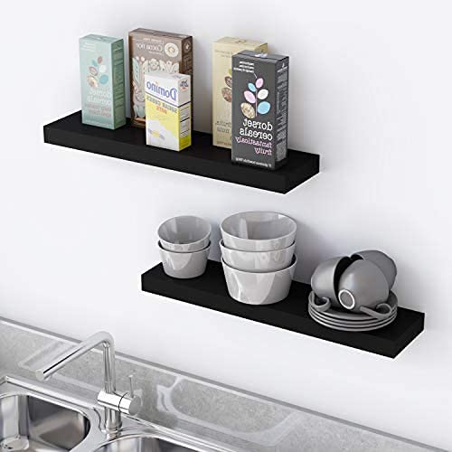 VM decor Floating ShelfWall ShelfDecor Wall Mounted ShelvesHanging Shelf Set L24xW6 for Bathroom Kitchen LivingKitchenRoom Bedroom StorageBlack - Image 4