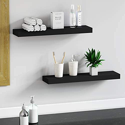 VM decor Floating ShelfWall ShelfDecor Wall Mounted ShelvesHanging Shelf Set L24xW6 for Bathroom Kitchen LivingKitchenRoom Bedroom StorageBlack - Image 3