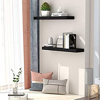 VM decor Floating ShelfWall ShelfDecor Wall Mounted ShelvesHanging Shelf Set L24xW6 for Bathroom Kitchen LivingKitchenRoom Bedroom StorageBlack - Image 2