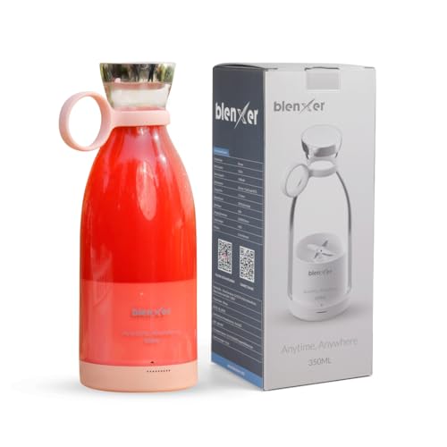 Blenxer Portable Blender 350ml, Perfect for Shakes, Smoothies, Baby Food | Portable Blender For Gym and Kitchen | Wireless Charging | 15+ Blends on Single Charge | 1 year Warranty -Peachy Pink - Image 1