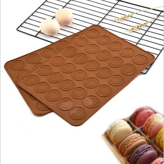 MoldBerry 30 Cavity Macaroon Mat Silicone Macaroon Sheet for Bake Pans Macaroon Pastry Cookie Making Non Stick Reusable Macaroon Mould Pack of 2 Multi Color - Image 2