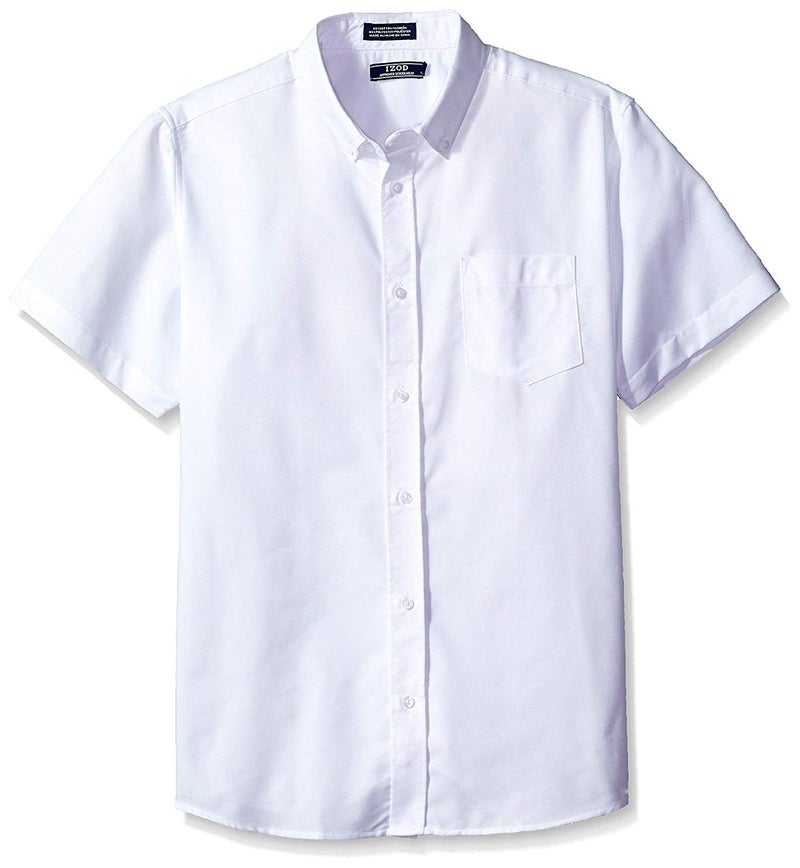 IZOD mens Short Sleeve Button-down Oxford button down shirts, White, 36-37 US - Image 2