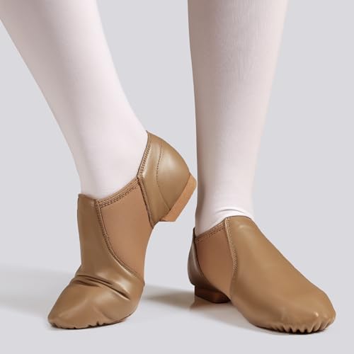 Dynadans Unisex PU Leather Upper Slipon Jazz Shoe with Arch Insert for Women and Mens Dance ShoesBrown85M - Image 3