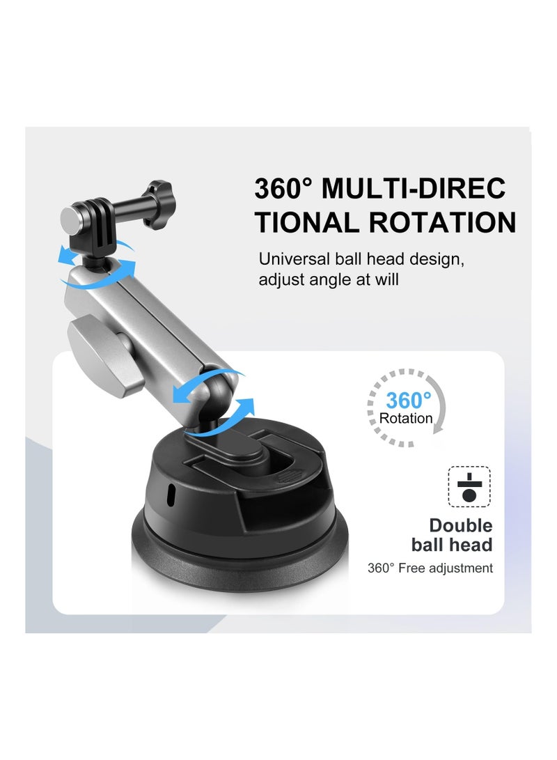 Car Suction Cup Mount, 360° Rotation Windshield  Window Camera Bracket, Fit for Gopro Hero 11 10 9 8 7 Insta360 X3 Dji Action Camera Accessories, for Car Windscreen or Window, Tiles, Table Tops - Image 4