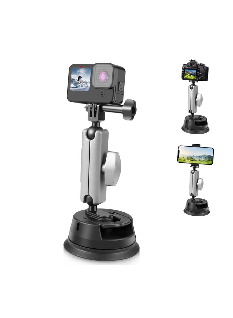 Car Suction Cup Mount, 360° Rotation Windshield  Window Camera Bracket, Fit for Gopro Hero 11 10 9 8 7 Insta360 X3 Dji Action Camera Accessories, for Car Windscreen or Window, Tiles, Table Tops - Image 1