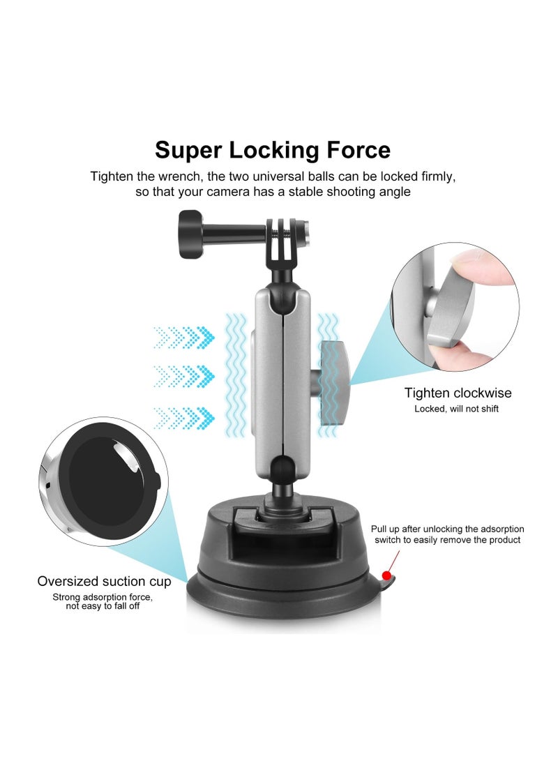 Car Suction Cup Mount, 360° Rotation Windshield  Window Camera Bracket, Fit for Gopro Hero 11 10 9 8 7 Insta360 X3 Dji Action Camera Accessories, for Car Windscreen or Window, Tiles, Table Tops - Image 2