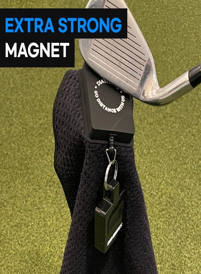 DIAWINGS W Diawings All in One Golf Towel, 5-in-1 Multi-Functional Golf Towel, with Magnetic Hold, Waffle Weave Microfiber Club & Ball Towel, Retractable Brush, Carabiner Clip – Ultimate Golf Accessory (Black) - Image 2