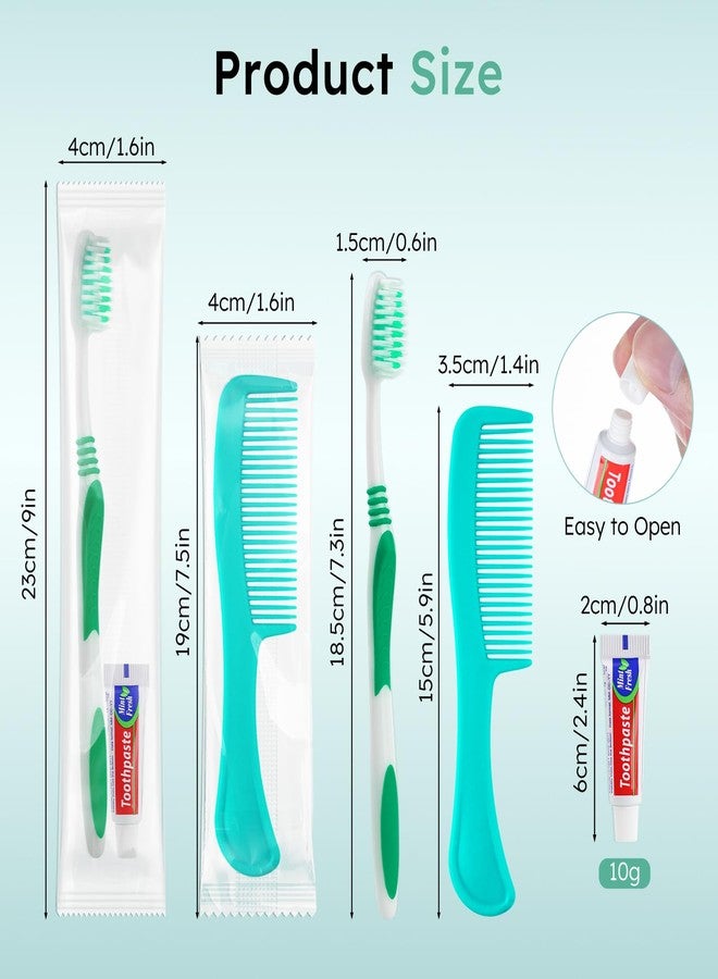 Zhjianup Disposable Toothbrushes with Toothpaste and Comb in Bulk, Individually Wrapped Soft Bristle Travel Size Basic Hygiene Kits, for Travel Hotel Camping Charity Homeless Shelter Donation in 5 colors (50 - Image 2