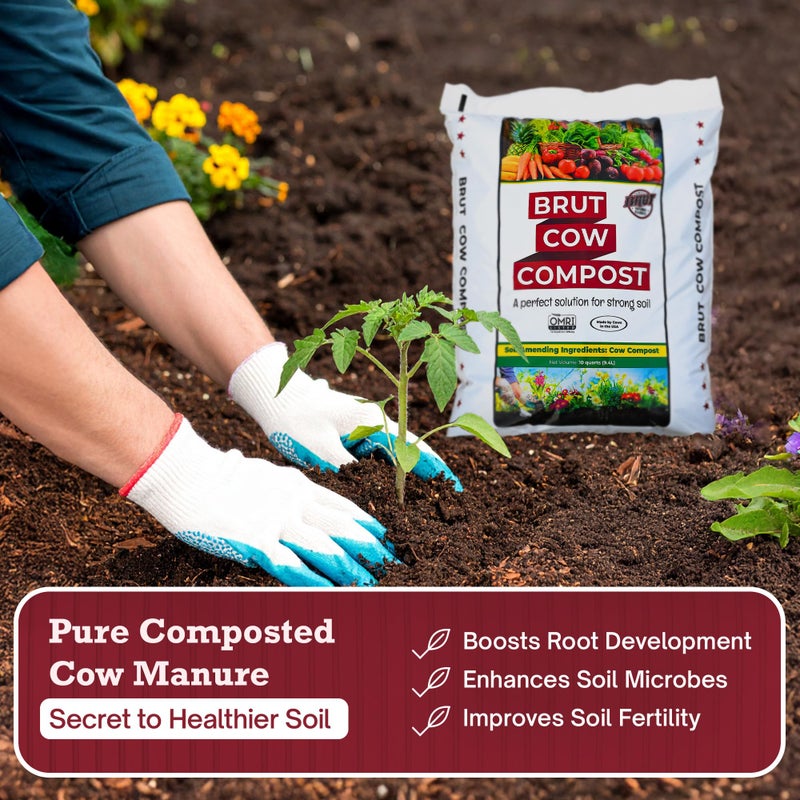 BRUT WORM FARMS Brut Cow Compost â€“ Nutrient-Rich Composted Cow Manure Organic Soil Amendment â€“ 100% Pure Compost, Additive-Free Fertilizer for Vegetable Gardens, Flowers, Lawns & Indoor Plants â€“ 10 Quart - Image 2