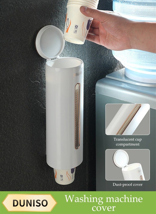 DUNISO Disposable Cup Dispenser，Paper Cup Holder，Wall Mount Automatic Plastic Cups Rack ,Holds 45 Cups Of Storage Box And Storage Shelf For Home, Office, Hospital, Gym, Restaurant - Image 1