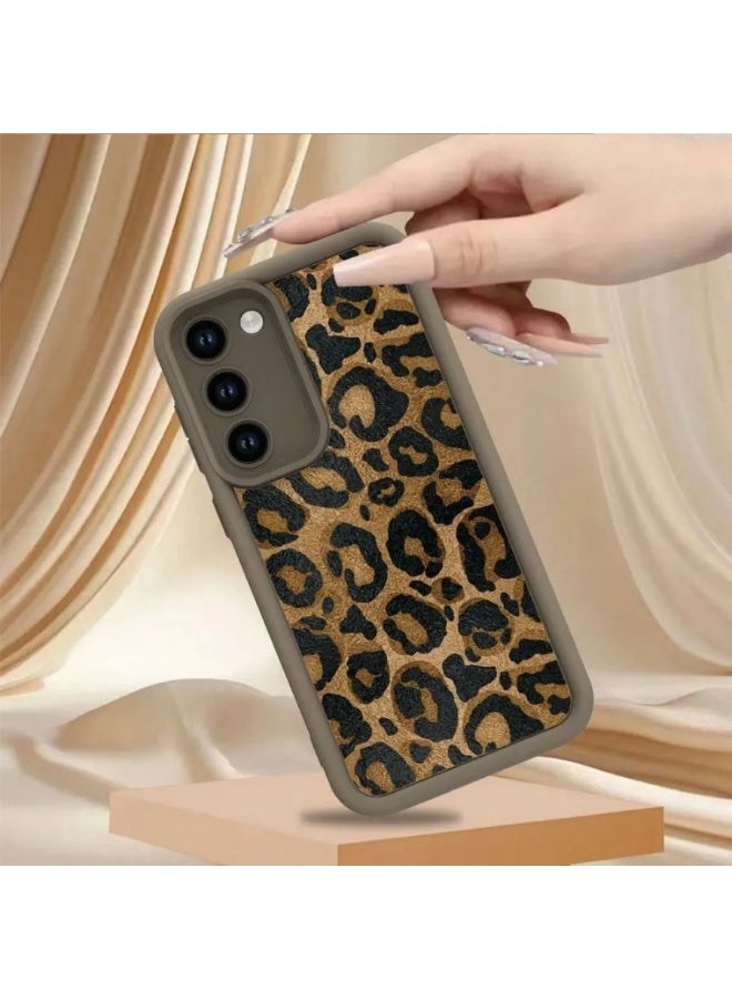 شي إن حافظة حماية متوافقة مع هواتف سامسونج  اس ٢٣ بطبعة الفهد البني مقاومة للصدمات كاملة التغطية - Image 1