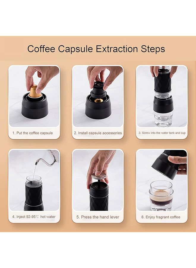 Espresso Machine Portable Coffee Maker Hand Press Coffee Machine Mini Coffee Powder Capsule Maker Set Coffee Maker For Travel Travel For Outdoor Travel Camping Office Home Use