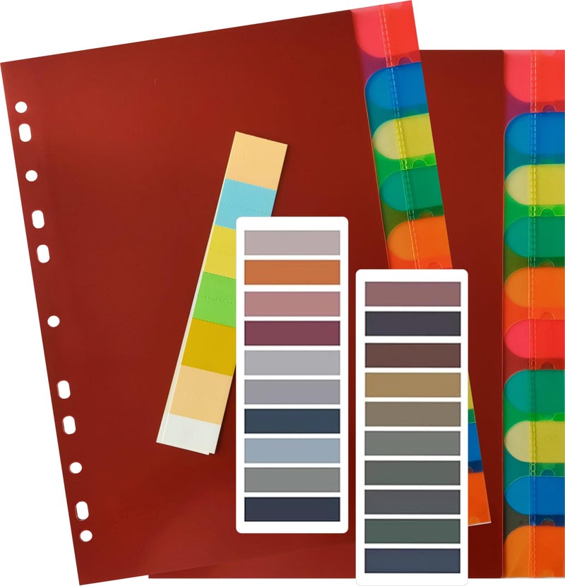 IMPRINT A4 Binder Index Separator (20 Insertable tab Sheets) - Separators for Box Files, Lever Arch Files, Binders Punched- A4 Size with 2 Packs of Book Tabs in 20 Colours (Total 400 Tabs) - Image 1