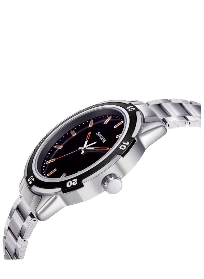 سوناتا ساعة يد معدنية دائرية تناظرية فضية ٤٥ مم - Image 3