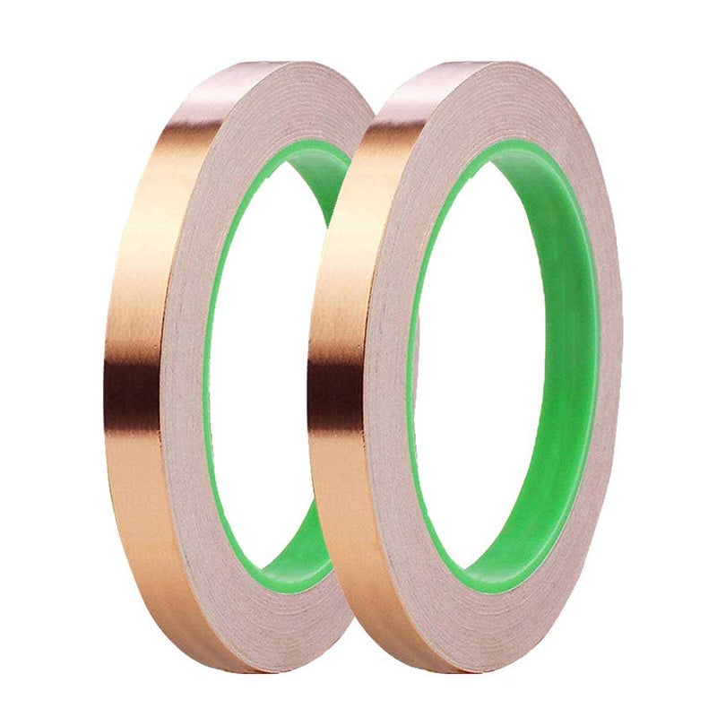 Oubaka 2 Pack Copper Foil Tape05inch X 66 FT DoubleSided Conductive Copper Tape with Adhesive for EMI ShieldingPaper CircuitsElectrical RepairsGrounding