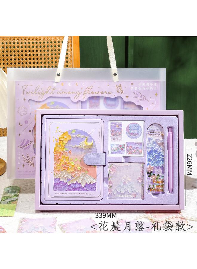 Bluejw Oil Painting Hand Account Book Gift Box Suit Primary School Student Reward Gift Girl Notebook High Color Value - Image 1