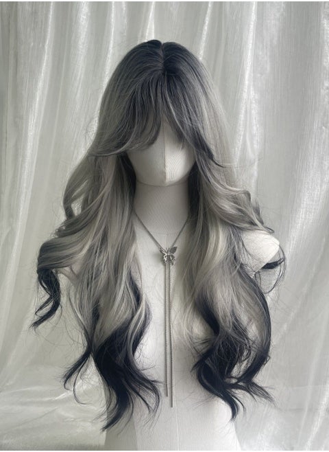 Galactic Veil Lolita Wig - Multi-Level Curls with Meteor Swirl Gradient & Adjustable Maidcore Cosplay Hairpiece