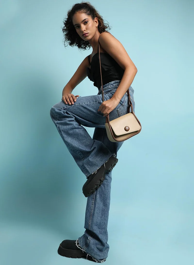 Haute Sauce  Solid Magnet Lock Regular Suede Hand Bag For Women for Women | Best Price UAE
