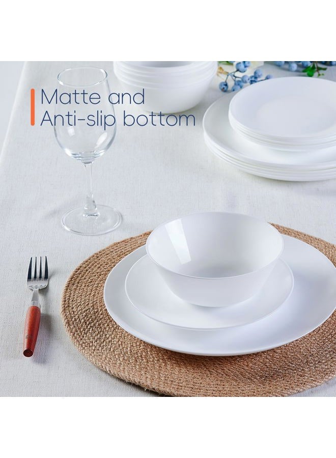 LaGlint Dinnerware Sets for 4, 12 Pieces Opal Glass Plates and Bowls Set, Dishwasher and Microwave Safe Dish Dinning Ware Set, Chip and Scratch Resistant Dishware Sets White - Image 4