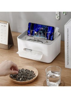 DUNISO Rectangular Multifunctional Tissue Box Cover Holder with Storage Napkin Tissue Box Holder with Stationery Remote Control Box Decorative Tissue Pen Remote Organizer for Home Office Car Restaurant  - Image 5