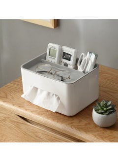 DUNISO Rectangular Multifunctional Tissue Box Cover Holder with Storage Napkin Tissue Box Holder with Stationery Remote Control Box Decorative Tissue Pen Remote Organizer for Home Office Car Restaurant  - Image 2