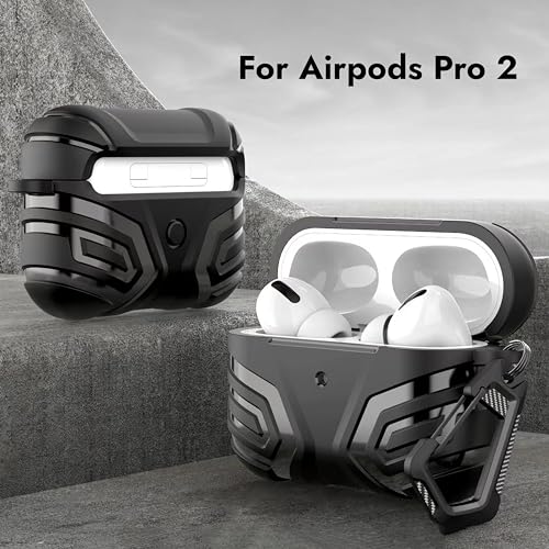 NEWTECHNO Compatible for AirPods Pro 2 Case (2nd/1st Gen), Military Grade Airpods pro 2nd Generation Case,Hard Shell Full-Body Protective Case Cover with Keychain(2023/2022/2019) Black - Image 5
