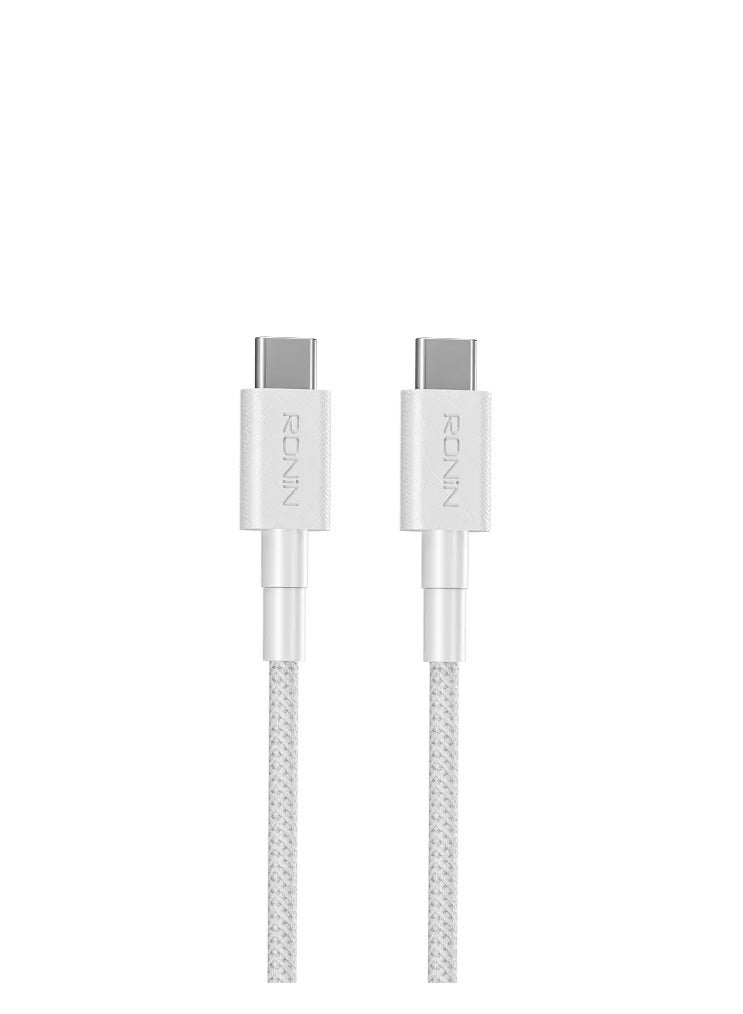 رونين كابل رونين كور R-2040 من Type-C إلى Type-C - شحن سريع 60 واط PD - تصميم مجدول مضاد للتشابك - نقل بيانات - طول 1 متر - متوافق مع سامسونج وشاومي وماك بوك وآيباد وجميع أجهزة USB-C - Image 1