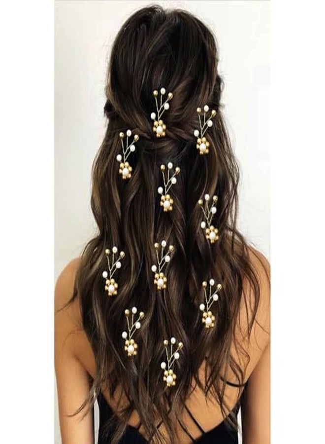 Ansh Attractive Artificial Metal White Stone and Golden Surrounded Pearl Hair Pins/Clips/Juda Pins | Hair Accessories for Women & Girls (Combo Pack of 2495 & 2503) - Image 4