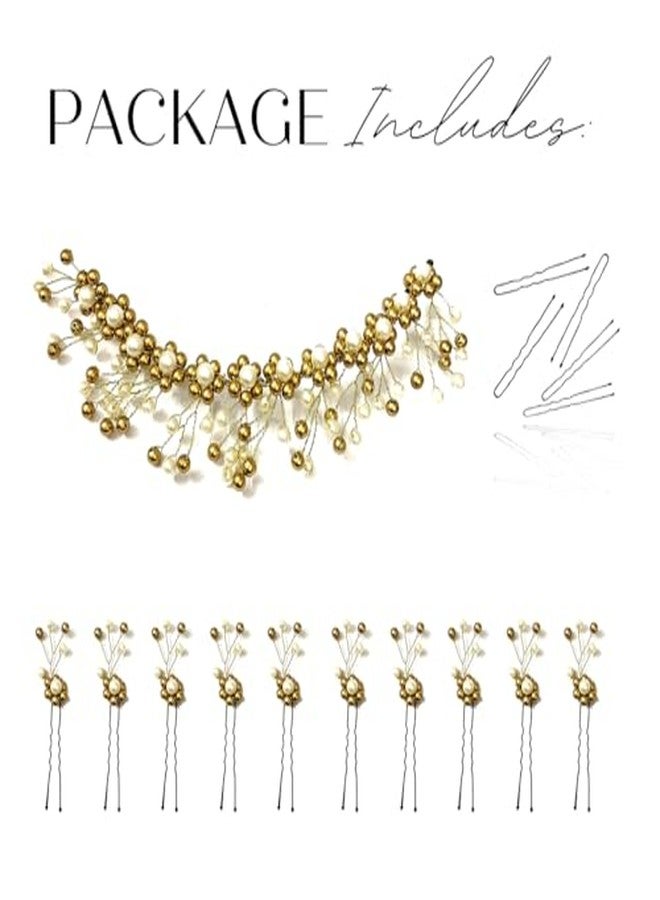 Ansh Attractive Artificial Metal White Stone and Golden Surrounded Pearl Hair Pins/Clips/Juda Pins | Hair Accessories for Women & Girls (Combo Pack of 2495 & 2503) - Image 5