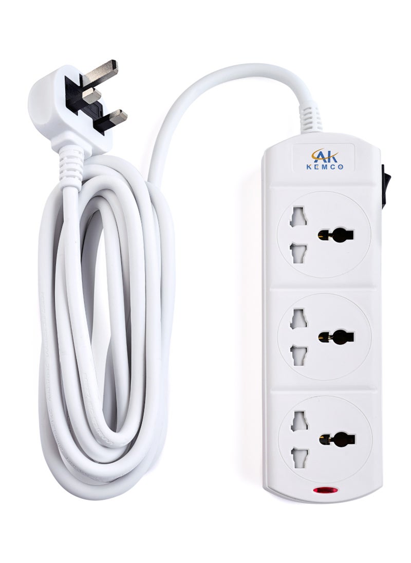 AK KEMCO 3 Way 2 Meter Extension Power Cord with Multi Adaptor Plug  - Image 3