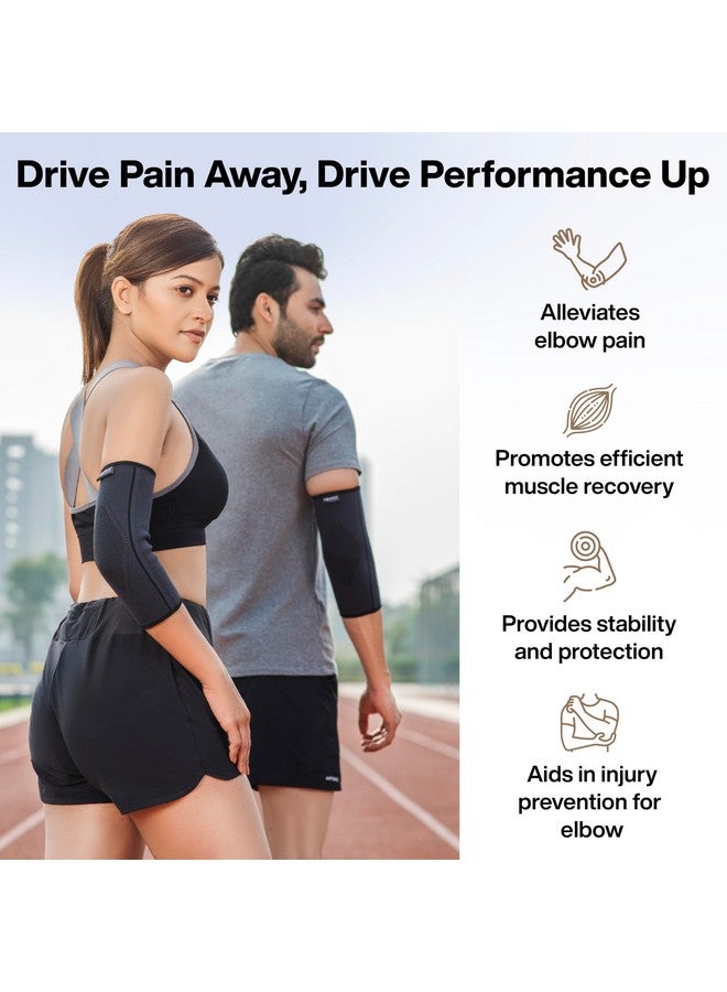 FOVERA Elbow Support Compression Sleeve for Tennis Elbow, Golfer's Elbow, Tendonitis Pain Relief | Ideal for Workout, Tennis, Volleyball, Cricket for Men & Women (Size - M, 1 Pair) - Image 3