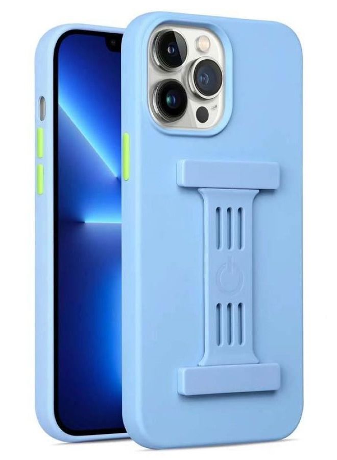 Magnetic Rubber Cover with Strap For Apple iPhone 14 Pro Max 6.7 inch Sky Blue - Image 1