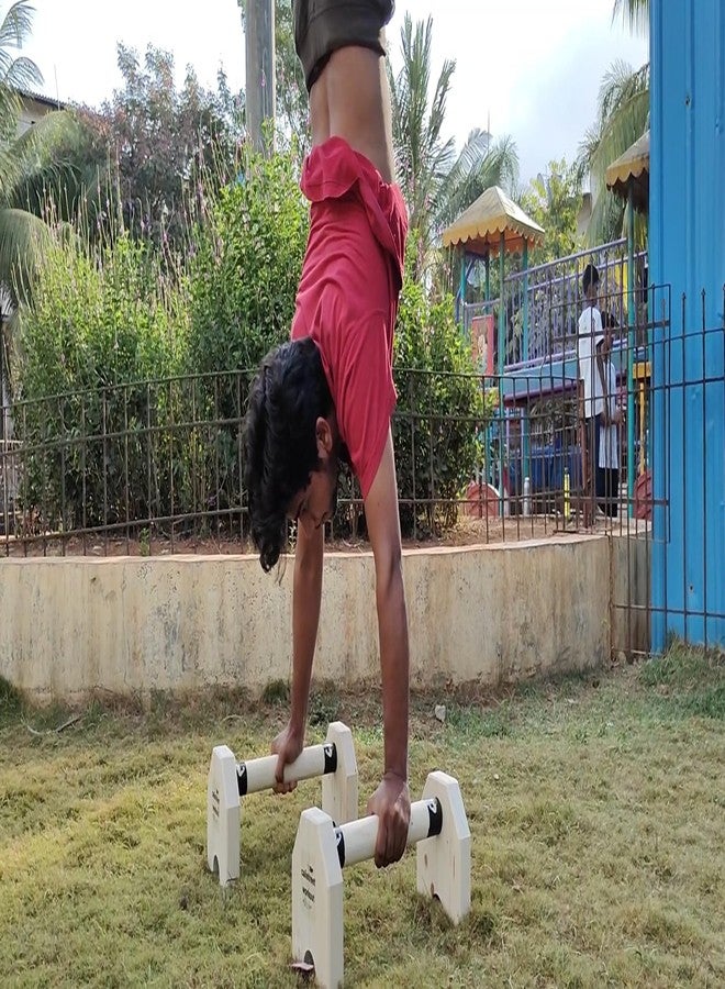 Calistreet workout متوازيات خشبية من كالي ستريت للتمارين الرياضية - معدات تمارين رياضية، قضيب خشبي لتمارين الضغط على اليدين، متوازيات مانعة للانزلاق للرجال والنساء، شديدة التحمل (45 * 18 * 18 سم) - Image 2