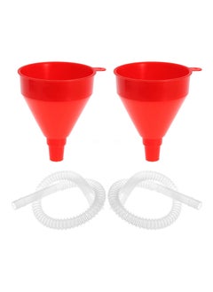 SYOSI Fuel Funnel, with Long Hose, Plastic Small Wide Mouth Filling Funnel Car Funnel, for Engine Oil Gas Fuel Gasoline Diesel Water Fluid Liquid Transmission, Red, 2 Pcs