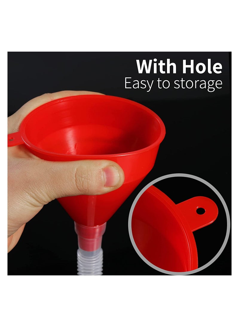 SYOSI - SYOSI Fuel Funnel, with Long Hose, Plastic Small Wide Mouth Filling Funnel Car Funnel, for Engine Oil Gas Fuel Gasoline Diesel Water Fluid Liquid Transmission, Red, 2 Pcs - Image 1