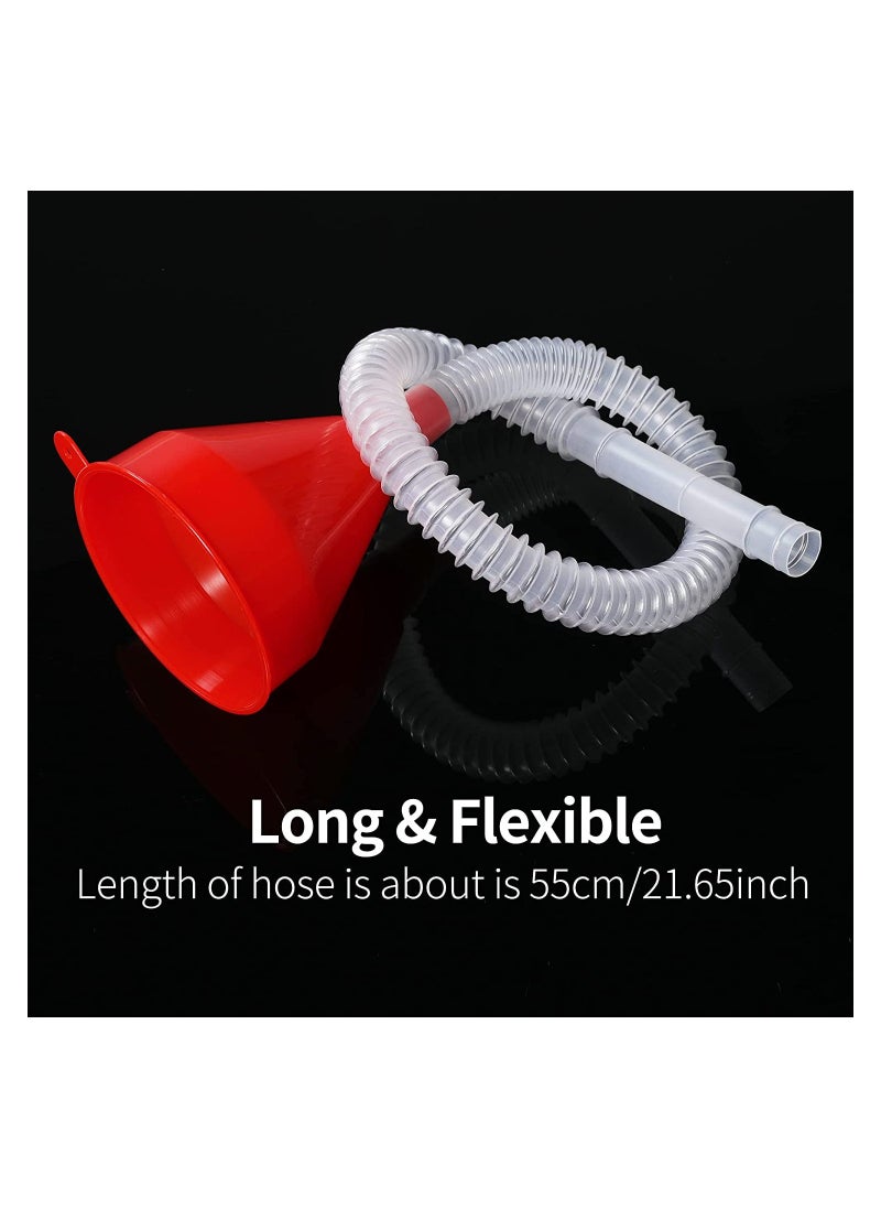 SYOSI - SYOSI Fuel Funnel, with Long Hose, Plastic Small Wide Mouth Filling Funnel Car Funnel, for Engine Oil Gas Fuel Gasoline Diesel Water Fluid Liquid Transmission, Red, 2 Pcs - Image 1