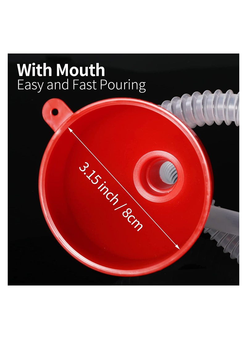 SYOSI - SYOSI Fuel Funnel, with Long Hose, Plastic Small Wide Mouth Filling Funnel Car Funnel, for Engine Oil Gas Fuel Gasoline Diesel Water Fluid Liquid Transmission, Red, 2 Pcs - Image 1