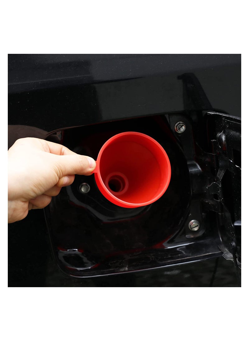 SYOSI - SYOSI Fuel Funnel, with Long Hose, Plastic Small Wide Mouth Filling Funnel Car Funnel, for Engine Oil Gas Fuel Gasoline Diesel Water Fluid Liquid Transmission, Red, 2 Pcs - Image 1
