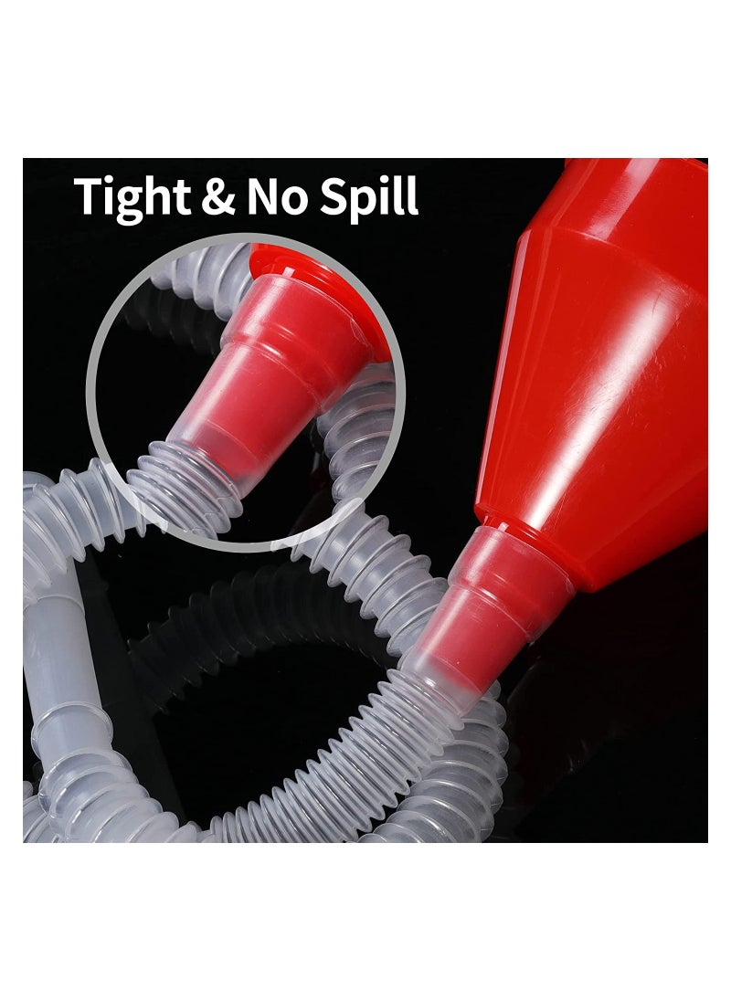 SYOSI - SYOSI Fuel Funnel, with Long Hose, Plastic Small Wide Mouth Filling Funnel Car Funnel, for Engine Oil Gas Fuel Gasoline Diesel Water Fluid Liquid Transmission, Red, 2 Pcs - Image 1