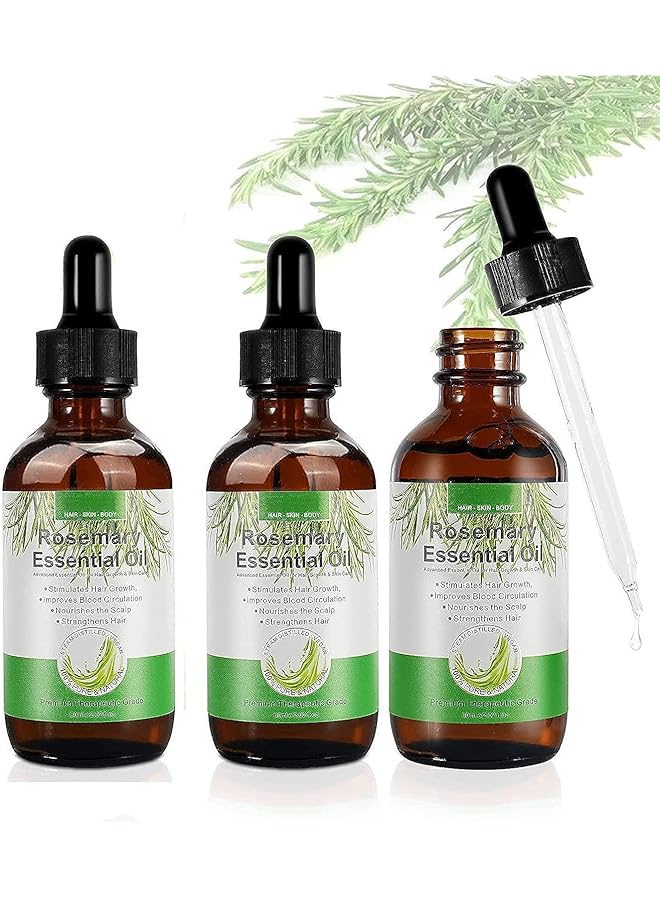 Zaboon Essential Oil, Rosemary Hair Growth Oil, Oil for Hair Growth & Skin Care, Stimulates Hair Growth, Strengthens Hair, Nourishes Scalp, Rid of Itchy and Dry Scalp, for Men Women, 60 mL（3PCS - Image 1