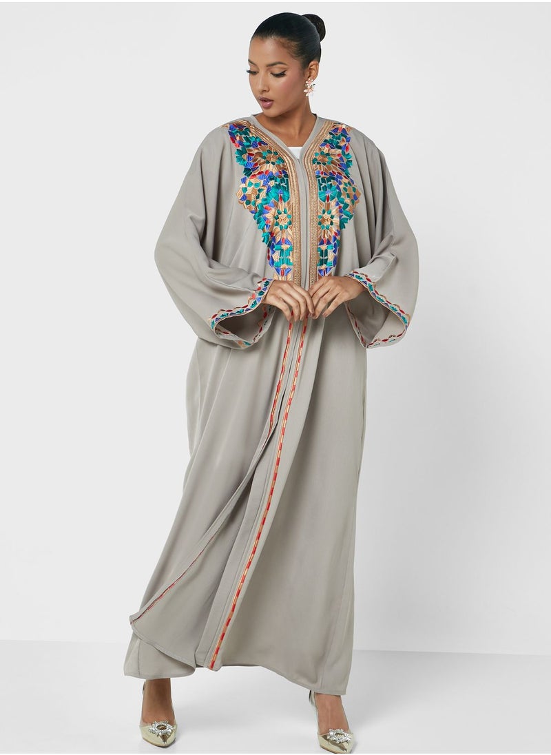 Aara Embroidered Flared Sleeve Abaya  - Image 1