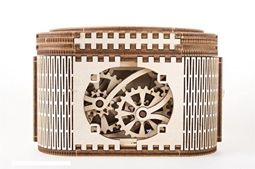 UGEARS Mechanical Models 3-D Wooden Puzzle - Treasure Box w/Key (Secret Hidden Puzzle) Idea Wood Puzzles for Adult - Image 1
