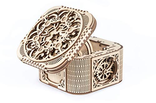 UGEARS Mechanical Models 3-D Wooden Puzzle - Treasure Box w/Key (Secret Hidden Puzzle) Idea Wood Puzzles for Adult - Image 3
