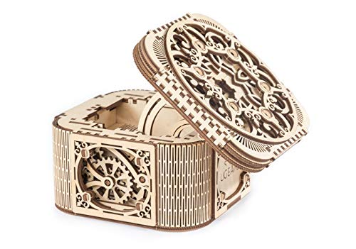 UGEARS Mechanical Models 3-D Wooden Puzzle - Treasure Box w/Key (Secret Hidden Puzzle) Idea Wood Puzzles for Adult - Image 2