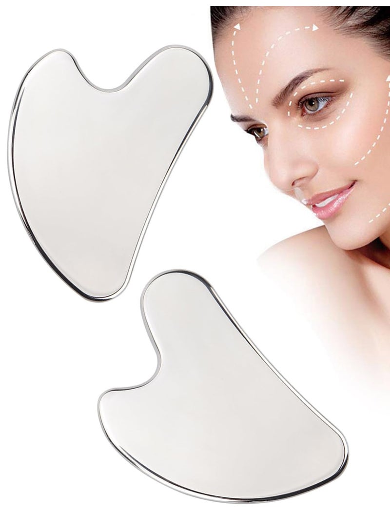 Kueh Gua Sha Facial Tools: Stainless Steel Guasha Tool for Face Eyes Neck - Metal Gua Sha Massage for Wrinkle Anti-Aging Tighten Skin - Image 2