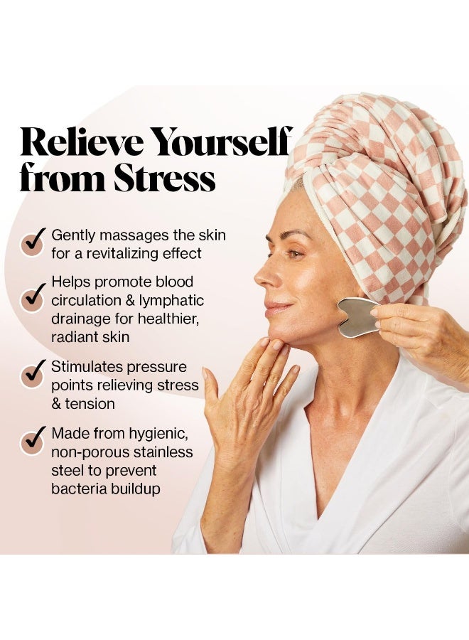 Kueh Gua Sha Facial Tools: Stainless Steel Guasha Tool for Face Eyes Neck - Metal Gua Sha Massage for Wrinkle Anti-Aging Tighten Skin - Image 3