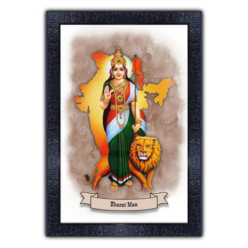 PNF Poster n Frames Uv Textured Bharat Mata Wooden Photo Frame|Acrylic Sheet|Spiritual Decor|Daily Motivation|Best Gifting Option(13.5x19inch,Multicolour,p-149) - Image 1