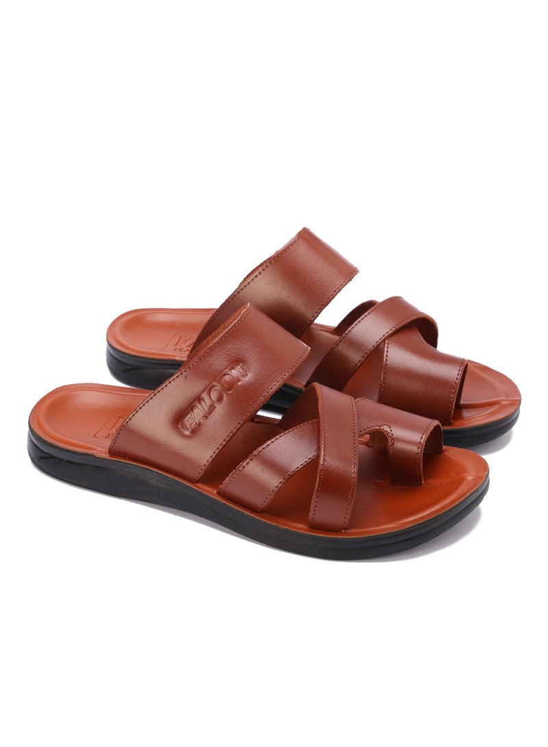 Men Slipper Genuine Leather Fashion Comfort Toe Design - Non-Slip Sole - Image 1