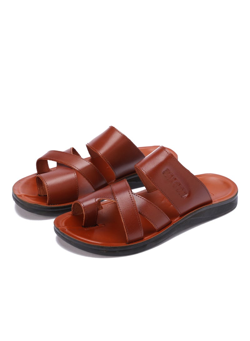 Men Slipper Genuine Leather Fashion Comfort Toe Design - Non-Slip Sole - Image 3